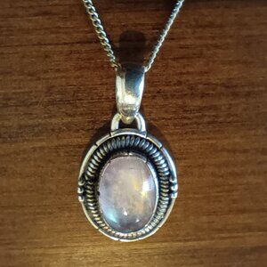 Sterling Silver Necklace with Moonstone Pendant